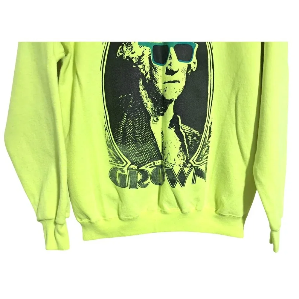Washington Grown Graphic Neon Yellow Green Crewneck Sweatshirt By Disidual Mens‎